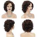 SEVENCOLORS Wigs for Black Women Afro Short Curly Bob Wigs Synthetic Hair African American Wig Natural Looking Glueless Big Curly Wigs(Brown Mixed Blonde)