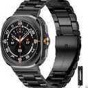 Olytop for Galaxy Watch 7 Ultra 47mm Watch Bands (2024), No Gap Business Metal Stainless Steel Wristband Replacement Strap Men Women for Samsung Galaxy Watch 7 Ultra 47mm, Black