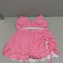 Blooming Jelly Women's High Waisted Bikini Sets Tummy Control Swim Skirt Two Piece Swim Suit 2025 Retro Swimsuit (Large, Pink White Plaid)