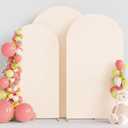 Wokceer Wedding Arch Cover (7.2FT, 6.6FT, 6FT) Set of 3 Spandex Fitted Wedding Arch Stand Covers for Round Top Chiara Arch Backdrop Stands Cover for Birthday Party Ceremony Banquet Decor Beige