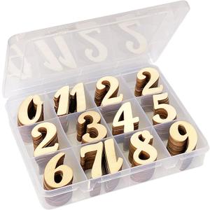 2 Inch 196 Pieces Wooden Numbers Unfinished Wood Numbers 0-9 for Crafts,with Sorting Grid Organizer