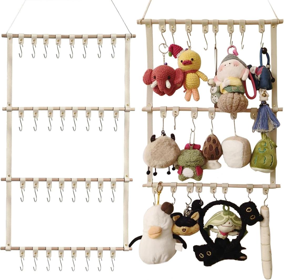 Hanging Display Storage Shelves Detachable Doll Organizers for Storage Plush Doll Collectors Gifts, Hanging Over the Door Organizer for Bedroom Home (Beige 1pcs)