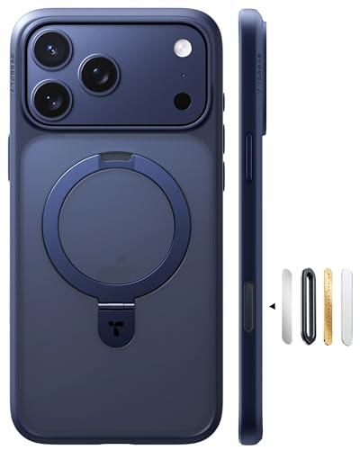 TORRAS Magnetic Ostand for iPhone 17 Pro Max Case, [Military Grade Protection] [Fit for MagSafe] [Built in Kickstand] [Camera Control Button] Translucent Slim Back Soft Edge, Deep Blue