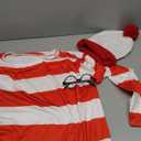 Kids Halloween Costumes, Red and White Striped Shirts, Kids Halloween Shirts Hat Glasses Set for Costume Cosplay 10-12 Years Old 