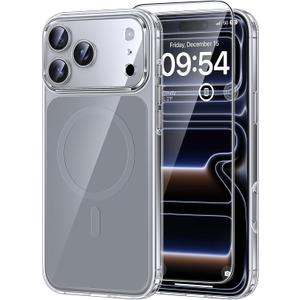 TAURI Original Design for iPhone 17 Pro Max Case, Compatible with MagSafe with Screen Protector, Anti-Yellowing Military-Grade Protection Shockproof Magnetic iPhone 17 ProMax Case, Clear Grey