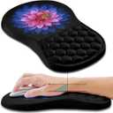 Hokafenle Ergonomic Mouse Pad Wrist Support, Wrist Rest Mousepad for Carpal Tunnel Pain Relief with Integrated Memory Foam Slope Massage Bulge (11.8x7.9 inch,Butterfly Lotus Floral
