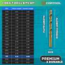 1/2 inch Cobalt Drill Bits (6Pcs), M35 HSS Metal Jobber Length Twist Drill Bit Set for Hard Metal, Stainless Steel, Iron, Copper, Aluminium, Brass, Plastic & Wood