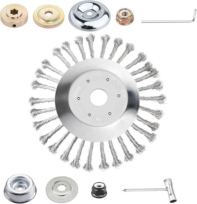 Cokacot 10 Inch Steel Wire Trimmer Head, Unbreakable Wired Trimmer Blade Yard Patio Wire Weed Eater Head Trimmer Head Replacement with 1 Pack of Adapters kit for Weed Wacker