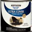Rust-Oleum 267249 Painter's Touch Ultra Cover Premium Latex Brush Paint, Half Pint, Satin Canyon Black