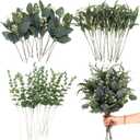 Zeyune 60 Pcs 3 Kinds Mixed Eucalyptus Leaves Stems Bulk Fake Greenery Artificial Silver Dollar Picks Dried Eucalyptus Bundle for Wedding Centerpiece Bouquet Floral Arrangement Vase Branches