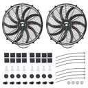 16" Slim Fan Push Pull Electric Radiator Cooling Fan Universal High Performance 12V 120W Motor with Fan Mounting Kit-Black (2 Pack)