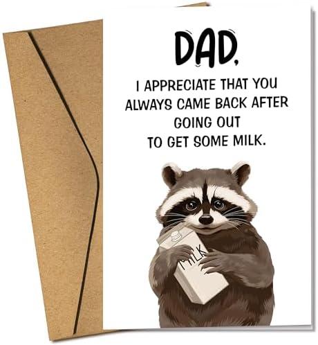 Pawzity Funny Fathers Day Card - Happy Fathers Day Cards for Dad from Daughter, Son, Kids - Funny Cards for Dad, Daddy - Single 5.3''x 8'' Folded Cute Greeting Card with Envelope Pack 10