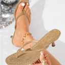 MakeMeChic Women's Suede Kitten Heels Sandals Thong Open Toe Flip Flop Heeled Sandals Vacation Party Summer Shoes Brown 7