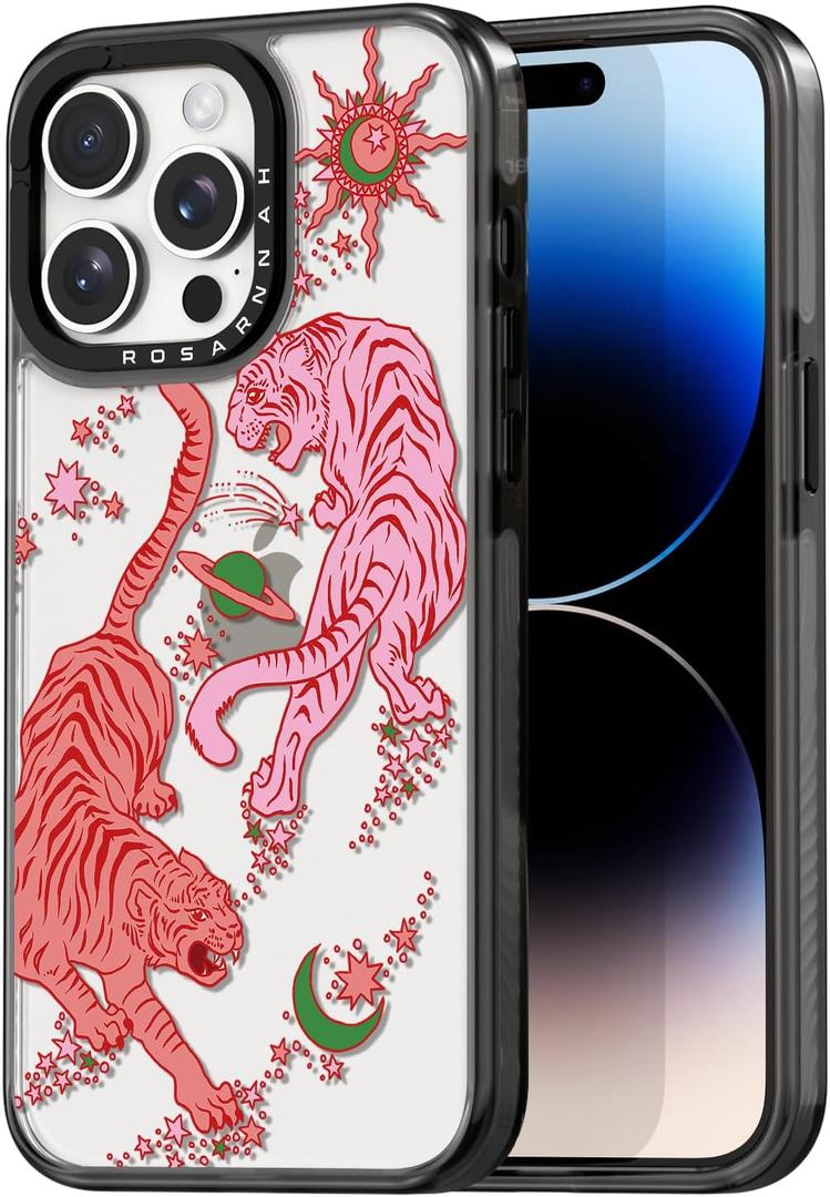 Compatible for iPhone 14 Pro Case Cute Aesthetic - Durable Shockproof 6.6 ft Drop Impact Phone Case Cover with Funny Fashion Tiger 6.1" Black