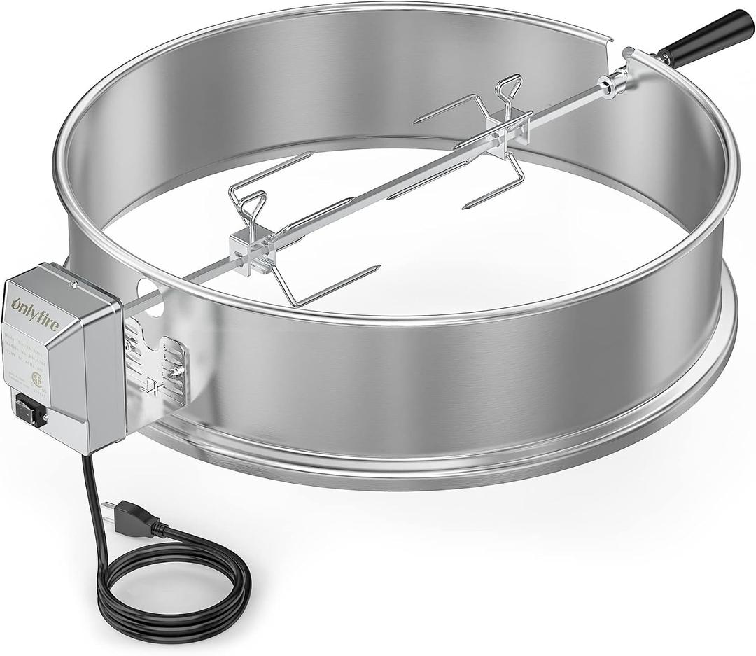 Onlyfire Stainless Steel Rotisserie Ring Kit Barbecue Accessories for Weber 22" Kettle Grill and Other Similar Size Grills