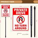 Private Drive No Turn Around Sign 2-Pack (1410 Inches) with 35-Inch Stands - Private Property Traffic Control for Driveways & Roads