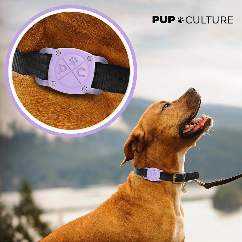 Pup Culture IP68 Waterproof AirTag Dog Collar Holder  2.5X Stronger Than Competitors - Track Your Pet Using Apple AirTag Technology Without a Subscription  Dustproof - Doesnt Hurt Your Collar