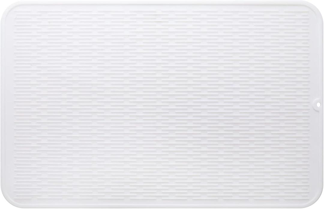 Silicone Dish Drying Mat for Multiple Usage,Easy clean,Eco-friendly,Heat-resistant Silicone Mat for Kitchen Counter or Sink,Refrigerator or Drawer Liner White 3XL 28 inches x 18 inches