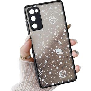 ZTOFERA for Samsung Galaxy S20 FE 5G, Planet Sky Star Pattern Translucent Frosted Hard PC Back Silicone Bumper Protective Case Shockproof Phone Cover - White
