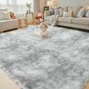 8x10 Area Rugs for Living Room Bedroom, Large Area Rug Shag Shaggy Carpet Soft Plush Furry Bedside Rug, Rugs for Home Decor (Light Grey Tie-Dyed, 8x10 Feet)
