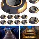 Solar Deck Dock Walkway Decorative Lights Outdoor Waterproof 12 Pack, 2 Colors in 1 Double-Sided LED Solar Driveway Lights for Road Marker Stair Pathway Patio Yard, Black