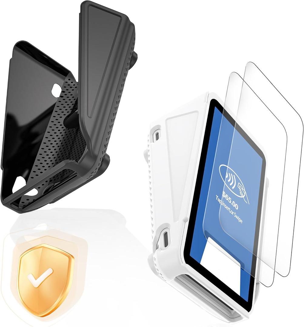 2PC Square Terminal Screen Protector and Protective CaseModel:Square Terminal,Tempered Glass [Scratch-Resistant] [Touch Sensitive] [Easy Install] 9H Hardness Screen Protector for Square Terminal