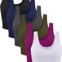 6 Pieces Women Basic Crop Tank Tops Sleeveless Sports Crop Top(Dark Style, Medium)