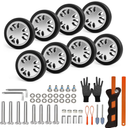 Luggage Wheels Replacement Set 8PCS 2inch TPU Rubber Wheel Convenient Upgrade Sets Smooth Silent for Suitcase Spinner Trolley Bag Drawbar Travel Box Caster Repair