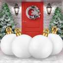 Jetec 4 Pcs Giant Inflatable Christmas Ball Large Xmas Inflatable Ornaments PVC Outdoor Holiday Blow Ball Outside Yard Lawn Porch Decorations (Solid, White)