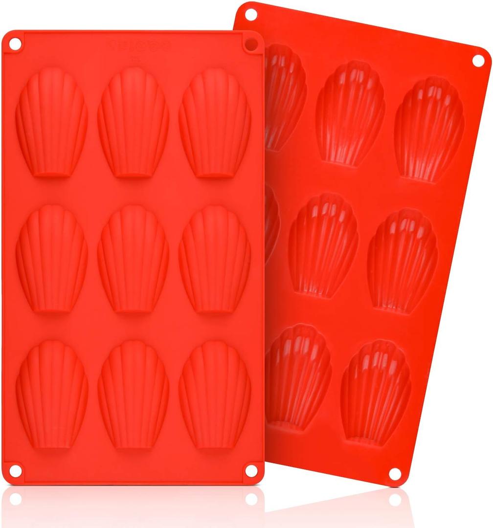 Silicone Madeleine Pans - 9 Cups Madeleine Mold for Small Cake, Chocolate, Cookies Pack of 2