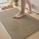 MontVoo Bath Mat Rug-Ultra Thin Non Slip Bath Mats for Bathroom Mat Quick Dry, Rubber Backing Washable Bathroom Rugs Fit Under Door, Absorbent Bath Rugs for Floor,17"x24",Khaki