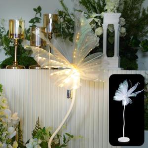 VIHOSE 3.9ft Large LED Butterfly Light with Stand Base Silk Light up Butterfly Decoration Mariposas Grandes para Decoracion for Spring Wedding Baby Shower Birthday Party Decor(Single,White,20in)