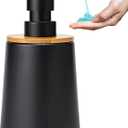 Soap Dispenser Plastic Bamboo with Pump Liquid Hand Lotion Dispenser for Shampoo Bathroom Kitchen 12 oz Black 2 Pack