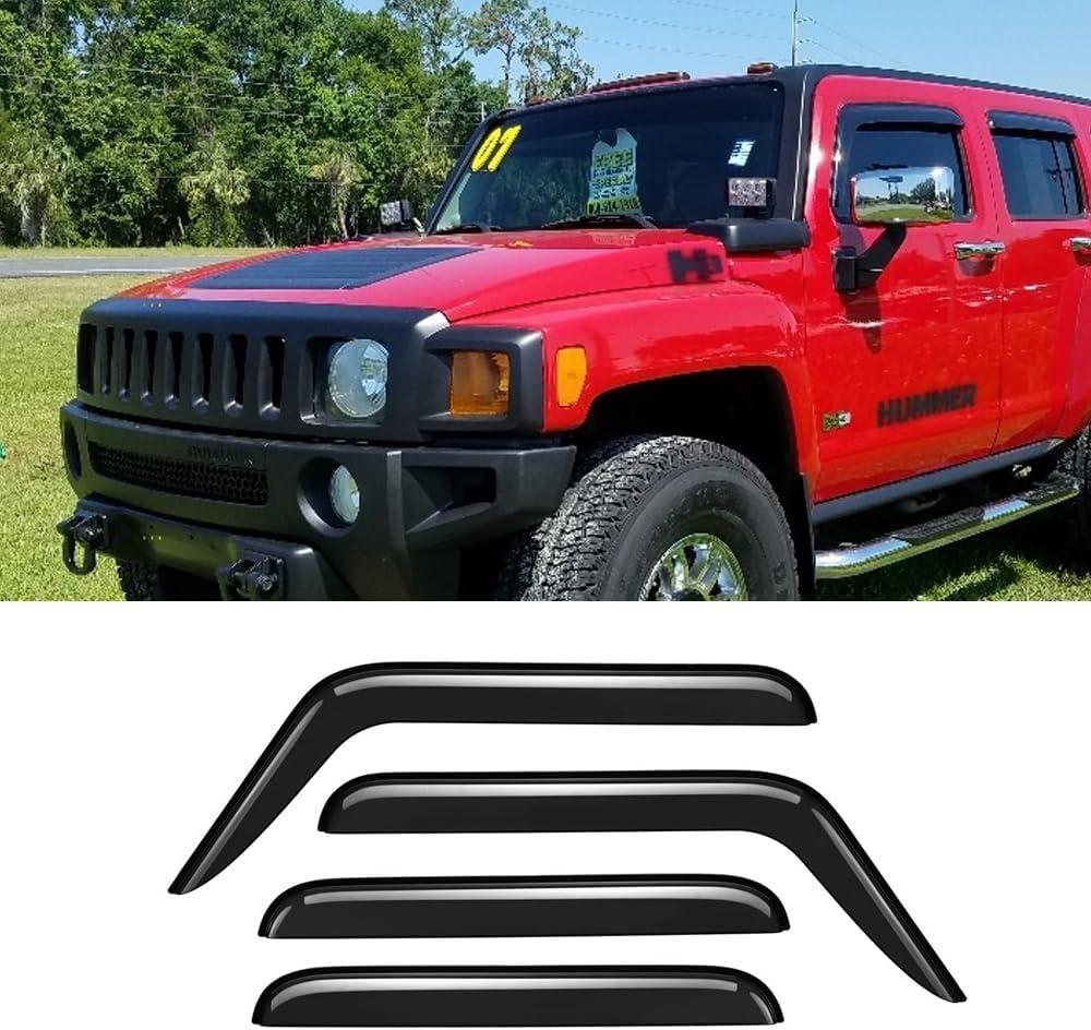 94329 External Durable Side Window Rain Guards, 4pcs Tape On Waterproof Replacement Wind Deflector, Window Visors fit for 2003-2009 Hummer H2