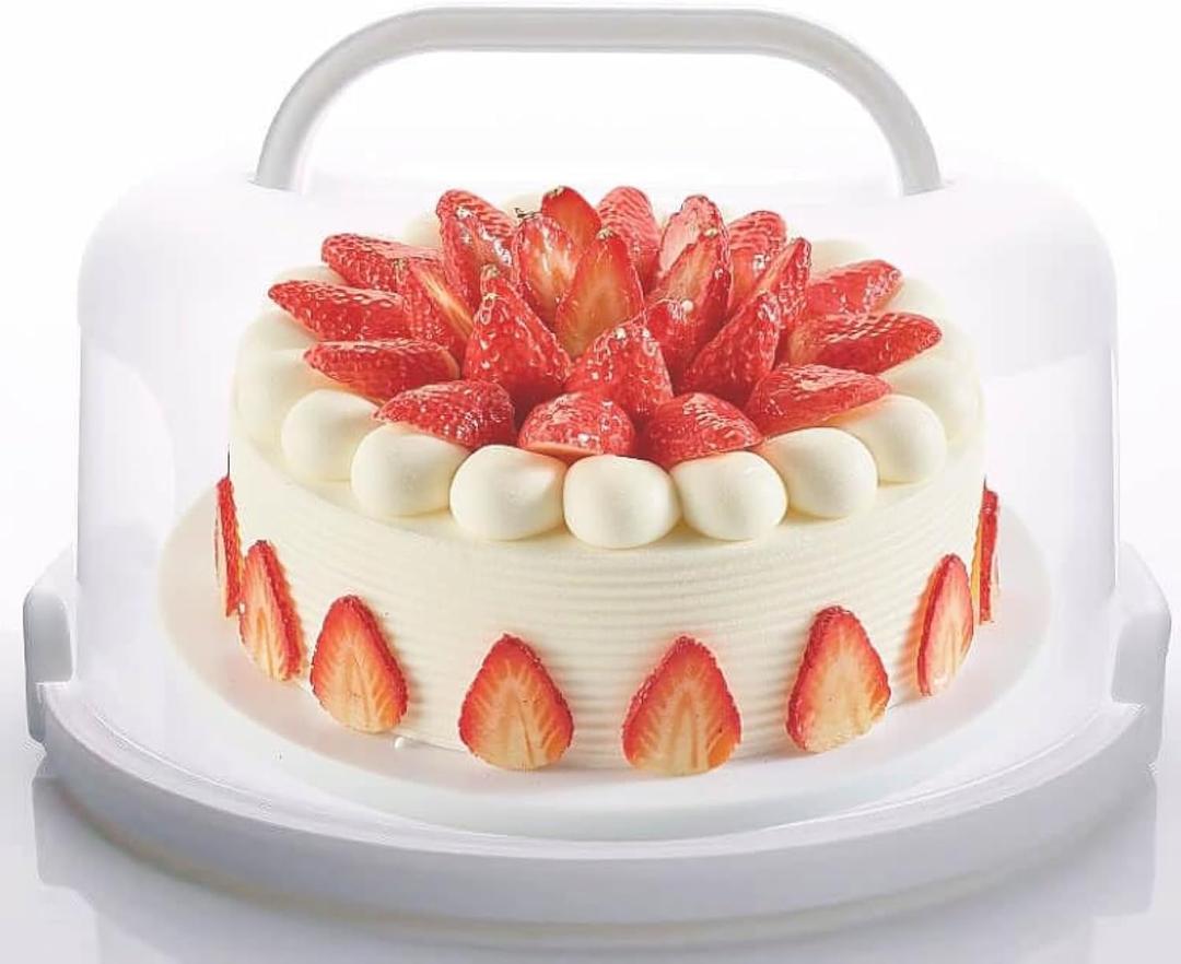 Large 10 Inch Cake Carrier Keeper Stand with Handles and Lids Container for Transport Cake Holder Tray with Cover Round Cupcake Storage Kitchen Cooking Box 