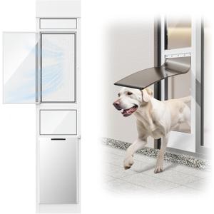 Doggy Door for Sliding Glass Door, Adjustable Height 75 3/5" to 80" Sliding Door Doggie Door Insert with Screen Design, Suitable for X-Large Dogs Up to 200 lbs, New