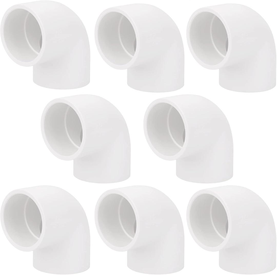 8 Pack 1-1/4" 90 Degree Elbow PVC Pipe Fittings 2 Way Right Angle PVC Pipe Fitting, Furniture Build Grade SCH40 (Socket x Socket) 1.25" PVC Fitting Connectors for DIY PVC Shelf Garden Support Structure