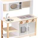 Wooden Play Kitchen, Kids Toy Kitchen Cooking Set, Kids Play Kitchen Pretend Play Set, Pretend Kitchen Playset for Toddlers Boys and Girls 3-7+