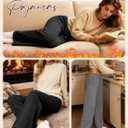 Velvelhall 2 Pack Women's Fleece Sweatpants Wide Leg Winter Thermal Pants Drawstring Waist with Pockets Fuzzy Lounge Pajamas(Black, Light Gray,X-Large)