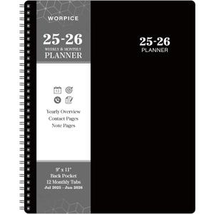 2025-2026 Planner - 9  11, from JUL. 2025 to JUN. 2026, Weekly and Monthly Academic Planner 2025-2026, Inner Pocket, Premium Paper, Twin-wire Binding, Make Your Life Productive - Black