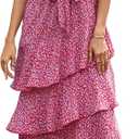 PRETTYGARDEN Women's Summer Floral Sundress Casual One Shoulder Tiered Ruffle Flowy Midi Beach Boho Dresses (M)