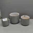 LE TAUCI Fluted Ceramic Planters Set of 3  8.3/7 / 5.7 in Blue Gray Reactive Cylinder Indoor Plant Pots with Drainage Plug & Mesh, Glossy Stoneware Flower Pots for Succulents Herbs