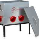 Automatic Chicken Feeder - 40 lb Capacity 6 Port Large Metal Chicken Feeders - No Waste Poultry Feeder with Locking Lid and Legs for Inside Chicken Coops (16.5"L x 9.5"W x 19.2"H)