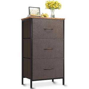 AODK Dresser for Bedroom Nightstand Small Dressers Chest of Drawers End Table for Living Room, Closet Dresser with 3 Storage Drawers Organizer Clothes, Brown
