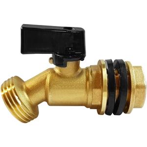 Uenede Brass Water Container Rain Barrel Faucets Spigot 1/2" Male Thread Inlet to 3/4"GHT Male Thread Outlet with Quarter Turn Ball Valve Includes Bulkhead Fitting and Washers