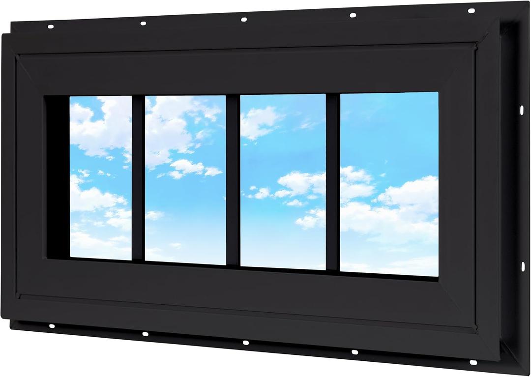 Vinyl Transom Household Fixed Window 10" x 23" Black