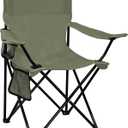 Folding Camping Chair with Cup Holder & Side Storage Bag 300lbs Capacity Lightweight High Back Portable for Beach, Picnic, Sport, Green (20.5"D x 20.5"W x 33.8"H)