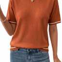 SHEWIN Womens Tops Trendy Short Sleeve Shirts Crewneck Lightweight Knit Sweater Top Business Casual Outfits (M)