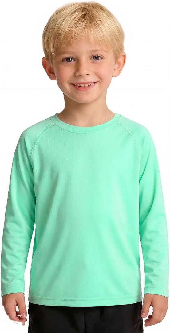 2T-5T Boys Toddler Long Sleeve Rash Guard UPF 50+ Sun Shirt Kids UV Protection Swim Shirt Relaxed Fit Athletic Top (Green), size 4T
