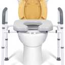 Raised Toilet Seat with Handles, Height Adjustable Elevated Toilet Seat Riser, 400 lbs Toilet Seat Riser for Seniors, Disabled and Pregnant, Fit Any Toilet